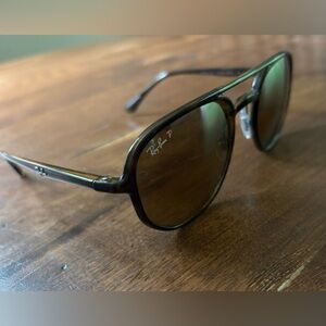 Ray-Ban Dark Brown Polarized Aviator Sunglasses